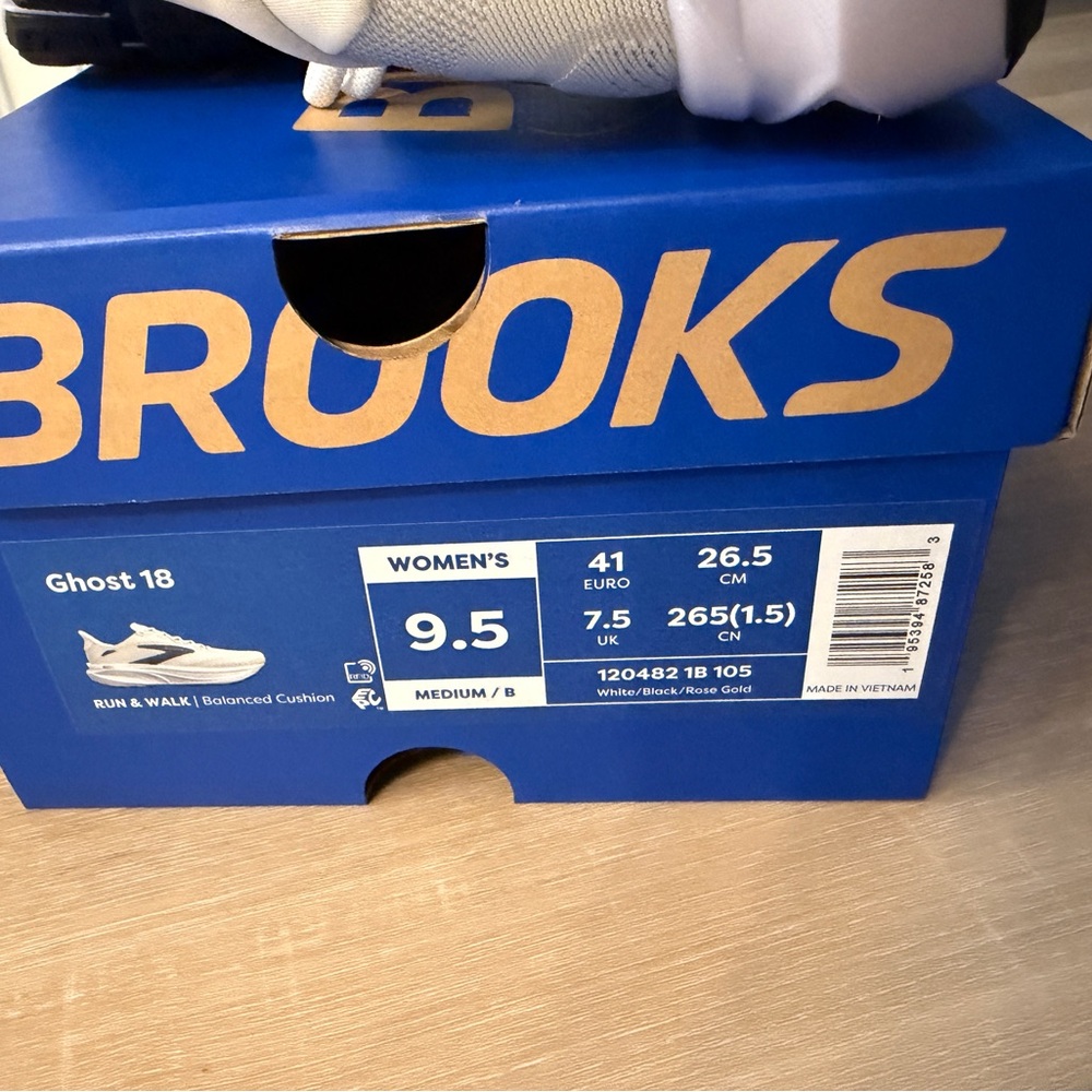 Brooks White Running Shoes with Black and Rose Gold Accents - Picture 3 of 3